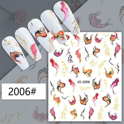 3D nagu mākslas uzlīmes zelta viļņu līnija marmora zila ģeometrija abstrakti ziedi nagu mākslas slīdņi uzlīmes folijas manikīra dekorācijas