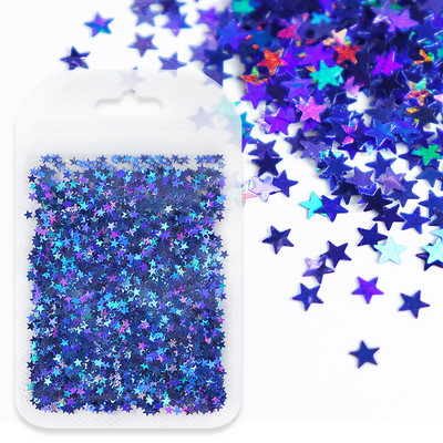 Hologrāfiskas lāzera zvaigznes formas nagu mirdzoši vizuļi zelta sudraba piecstaru zvaigzne nagu mākslas aksesuāri Hermosos manikīra materiāls