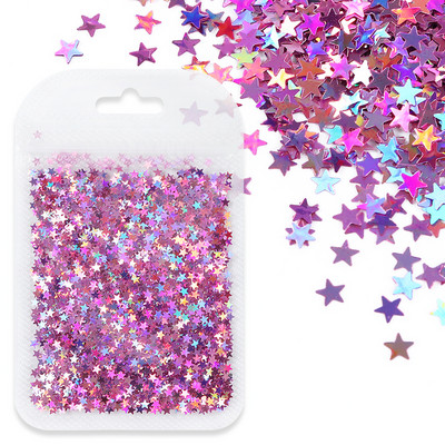 Hologrāfiskas lāzera zvaigznes formas nagu mirdzoši vizuļi zelta sudraba piecstaru zvaigzne nagu mākslas aksesuāri Hermosos manikīra materiāls