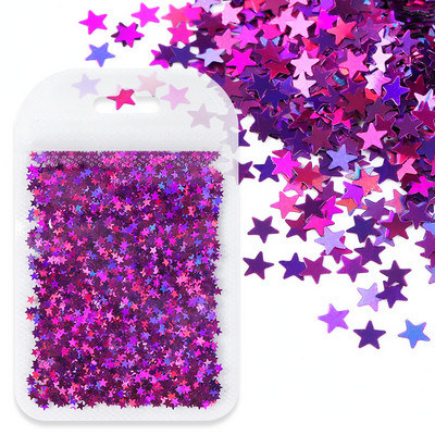 Hologrāfiskas lāzera zvaigznes formas nagu mirdzoši vizuļi zelta sudraba piecstaru zvaigzne nagu mākslas aksesuāri Hermosos manikīra materiāls