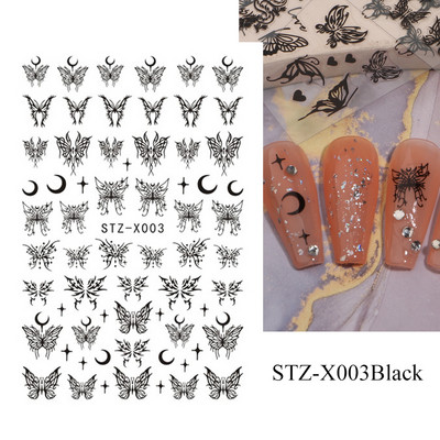 3D crna zmija naljepnice za nokte zmaj klizači za nokte zvijezda mjesec noć vještica dizajn leptir ruža cvijeće naljepnice manikura omot
