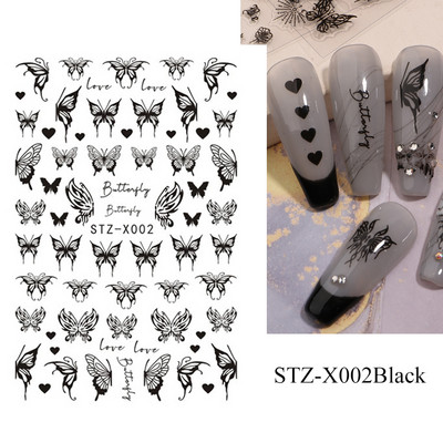 3D crna zmija naljepnice za nokte zmaj klizači za nokte zvijezda mjesec noć vještica dizajn leptir ruža cvijeće naljepnice manikura omot