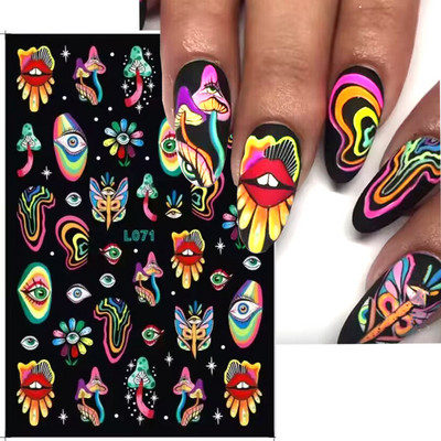 3D crna zmija naljepnice za nokte zmaj klizači za nokte zvijezda mjesec noć vještica dizajn leptir ruža cvijeće naljepnice manikura omot