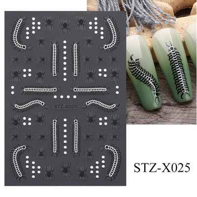 3D crna zmija naljepnice za nokte zmaj klizači za nokte zvijezda mjesec noć vještica dizajn leptir ruža cvijeće naljepnice manikura omot