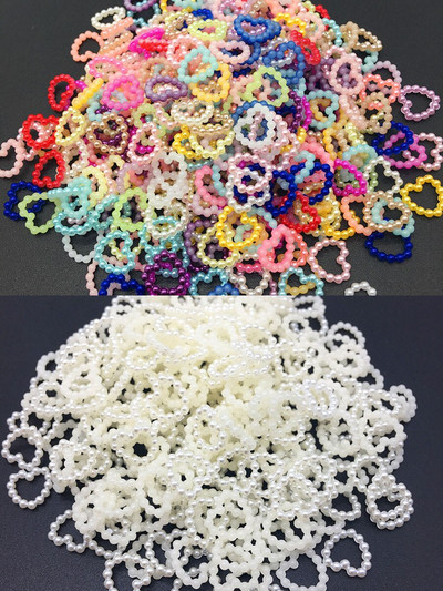 200Gb dobi sirds pērļu nagu mākslas piekariņi balti rozā purpursarkani pērļu apaļi plakani 3D nagu dekori DIY nagu aksesuāri