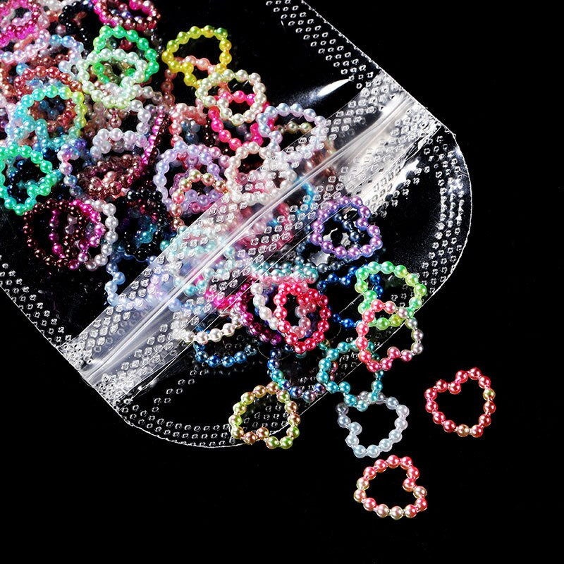 200Gb dobi sirds pērļu nagu mākslas piekariņi balti rozā purpursarkani pērļu apaļi plakani 3D nagu dekori DIY nagu aksesuāri