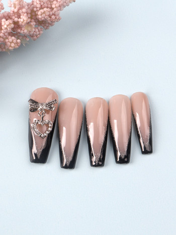 10 τμχ Ασημένιο κράμα καρδιάς Nail Art Charm 3D Sailor Metal Hollow Heart Love Nail Jewelry Πολυτελή αξεσουάρ μανικιούρ