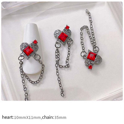 10Gb Gothic Punk Style Nagu mākslas piekariņi 3D Sirds Krusta Helovīna Galvaskauss Mīlestības Ķēdes Kulonu Dizaina Nagu dekorēšanas Aksesuāri