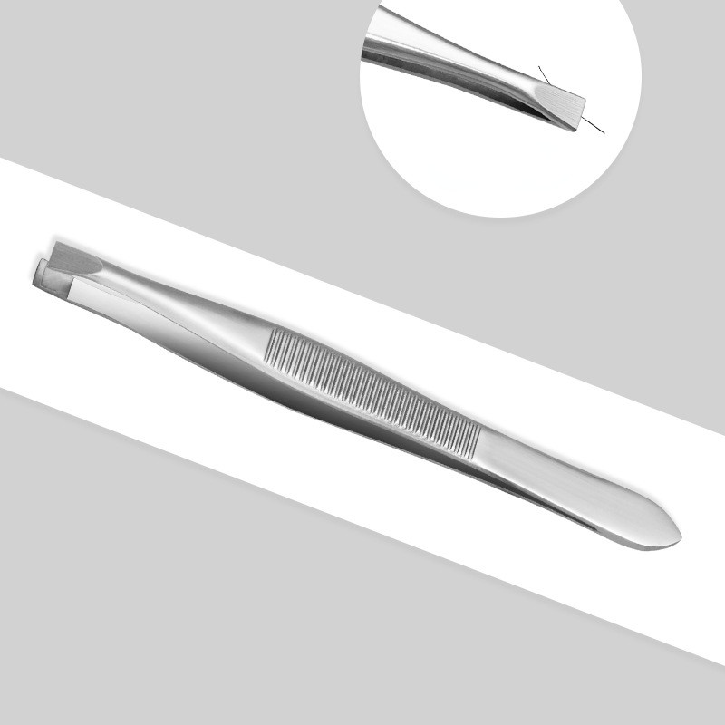 Uzacu pincete nerūsējošā tērauda skaistumkopšanas saspraude ar slīpu galu plakana uzgaļa uzacu pincete uzacu apgriešanai, sejas matu noņemšanas rīki