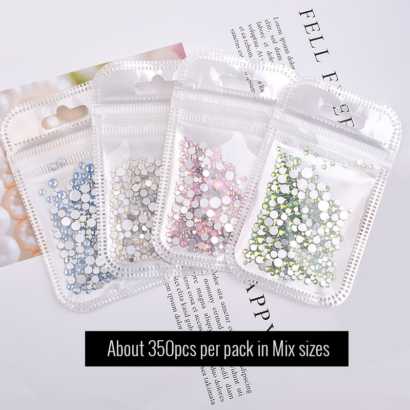 1 paket Mix Opal Crystal Nail Art Rhinestones 3d Charm Glass Flatback Bez hitnih popravka DIY Nakit za nokte Naljepnice Ukrasi za nokte