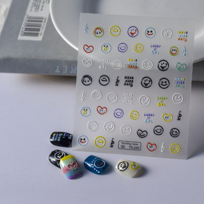 1 ks 3D kreslené dúhové nálepky na nechty, módne kawaii dizzy púdrové lícenky, lepidlo na prenos, dekorácie na nechty, slidery, DIY