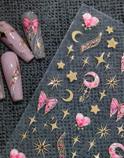 1 ks 3D kreslené dúhové nálepky na nechty, módne kawaii dizzy púdrové lícenky, lepidlo na prenos, dekorácie na nechty, slidery, DIY