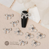 10 komada štrasa u obliku leptira Šarm za nokte srebrna/zlatna mašna za nokte visi Luksuzno metalno srce 3D ukrasi za nokte Manikura