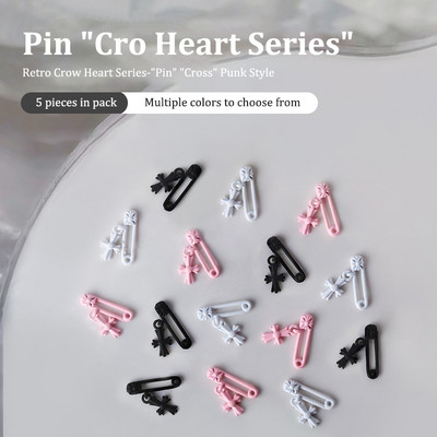 5 bucăți 3D Mini Metal Nail Charm Retro în formă de agrafă de hârtie în cruce Nail Art Decor DIY Punk Accesorii pentru unghii Accesorii Trei culori