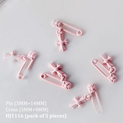 5Pcs 3D Mini Metalni šarm za nokte Retro križni oblik spajalice Nail Art Decoration DIY Punk pribor za nokte Tri boje