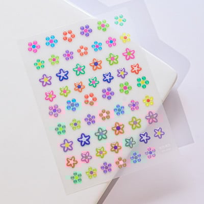 Komplekts 3D Stars Nails Art uzlīmes Zelta/Sudraba/Rožu zelta uzlīmes Pašlīmējošās Hologrāfiskās Lāzerzvaigznes uzlīmes Manikīra piederumi