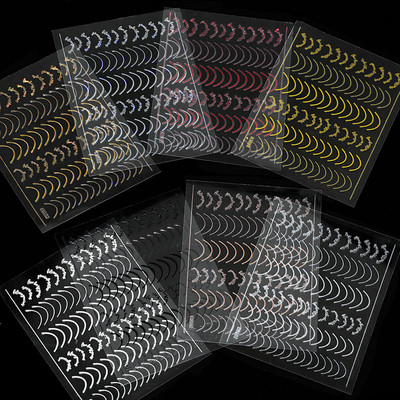 Komplekts 3D Stars Nails Art uzlīmes Zelta/Sudraba/Rožu zelta uzlīmes Pašlīmējošās Hologrāfiskās Lāzerzvaigznes uzlīmes Manikīra piederumi