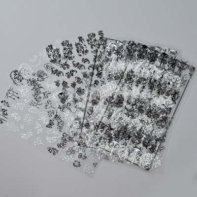 Komplekts 3D Stars Nails Art uzlīmes Zelta/Sudraba/Rožu zelta uzlīmes Pašlīmējošās Hologrāfiskās Lāzerzvaigznes uzlīmes Manikīra piederumi