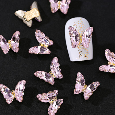 10Gb AB Crystal Butterfly Rhinestone 12X10mm Flatback mirdzošs dimanta nagu rotaslietas 3D Aurora Symphony Butterfly nagu mākslas piekariņi