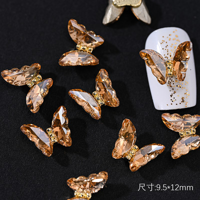 10Gb AB Crystal Butterfly Rhinestone 12X10mm Flatback mirdzošs dimanta nagu rotaslietas 3D Aurora Symphony Butterfly nagu mākslas piekariņi