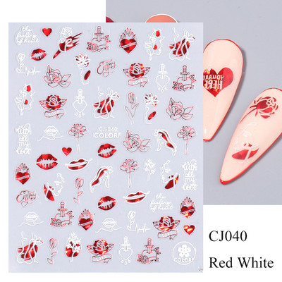 3D αυτοκόλλητα νυχιών Heart Love Lip Flower Αυτοκόλλητα Sliders Διακόσμηση νυχιών για την Ημέρα του Αγίου Βαλεντίνου Αξεσουάρ μανικιούρTRCJ