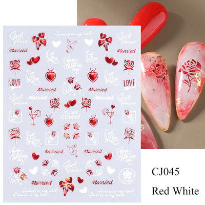 3D αυτοκόλλητα νυχιών Heart Love Lip Flower Αυτοκόλλητα Sliders Διακόσμηση νυχιών για την Ημέρα του Αγίου Βαλεντίνου Αξεσουάρ μανικιούρTRCJ
