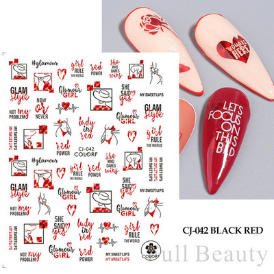 3D αυτοκόλλητα νυχιών Heart Love Lip Flower Αυτοκόλλητα Sliders Διακόσμηση νυχιών για την Ημέρα του Αγίου Βαλεντίνου Αξεσουάρ μανικιούρTRCJ