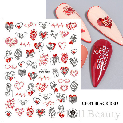 3D αυτοκόλλητα νυχιών Heart Love Lip Flower Αυτοκόλλητα Sliders Διακόσμηση νυχιών για την Ημέρα του Αγίου Βαλεντίνου Αξεσουάρ μανικιούρTRCJ