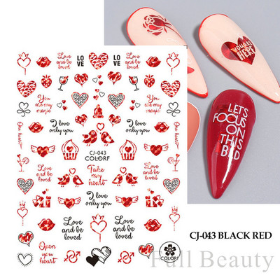 3D αυτοκόλλητα νυχιών Heart Love Lip Flower Αυτοκόλλητα Sliders Διακόσμηση νυχιών για την Ημέρα του Αγίου Βαλεντίνου Αξεσουάρ μανικιούρTRCJ