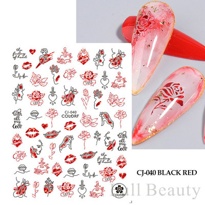 3D αυτοκόλλητα νυχιών Heart Love Lip Flower Αυτοκόλλητα Sliders Διακόσμηση νυχιών για την Ημέρα του Αγίου Βαλεντίνου Αξεσουάρ μανικιούρTRCJ