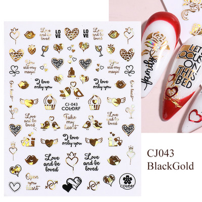 3D αυτοκόλλητα νυχιών Heart Love Lip Flower Αυτοκόλλητα Sliders Διακόσμηση νυχιών για την Ημέρα του Αγίου Βαλεντίνου Αξεσουάρ μανικιούρTRCJ