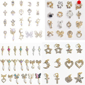 10 gab. Metāla karājas nagu mākslas piekariņi Mēness/Tauriņš/Bowknot Metāla cirkons Luksusa Rhinestone Nagu pīrsings Juvelierizstrādājumu kulonu dimanti