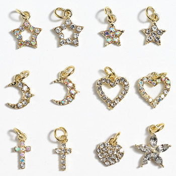 10 τμχ Metal Dangle Nail Art Charms Moon/Butterfly/Bowknot Metal Zircon Luxury Rhinestone Nail Piercing Κοσμήματα Κρεμαστό διαμάντια