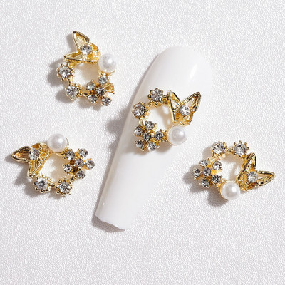 10 gab. Metāla karājas nagu mākslas piekariņi Mēness/Tauriņš/Bowknot Metāla cirkons Luksusa Rhinestone Nagu pīrsings Juvelierizstrādājumu kulonu dimanti