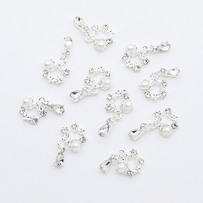 10 gab. Metāla karājas nagu mākslas piekariņi Mēness/Tauriņš/Bowknot Metāla cirkons Luksusa Rhinestone Nagu pīrsings Juvelierizstrādājumu kulonu dimanti