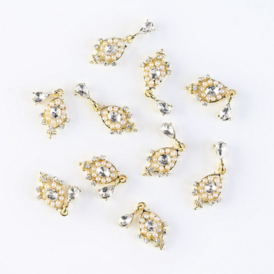 10 gab. Metāla karājas nagu mākslas piekariņi Mēness/Tauriņš/Bowknot Metāla cirkons Luksusa Rhinestone Nagu pīrsings Juvelierizstrādājumu kulonu dimanti