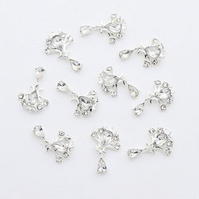 10 gab. Metāla karājas nagu mākslas piekariņi Mēness/Tauriņš/Bowknot Metāla cirkons Luksusa Rhinestone Nagu pīrsings Juvelierizstrādājumu kulonu dimanti