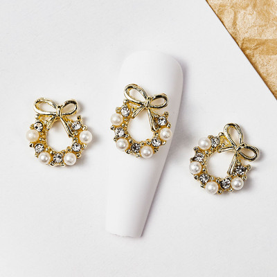 10 gab. Metāla karājas nagu mākslas piekariņi Mēness/Tauriņš/Bowknot Metāla cirkons Luksusa Rhinestone Nagu pīrsings Juvelierizstrādājumu kulonu dimanti