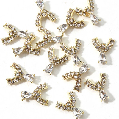 10 gab. Metāla karājas nagu mākslas piekariņi Mēness/Tauriņš/Bowknot Metāla cirkons Luksusa Rhinestone Nagu pīrsings Juvelierizstrādājumu kulonu dimanti