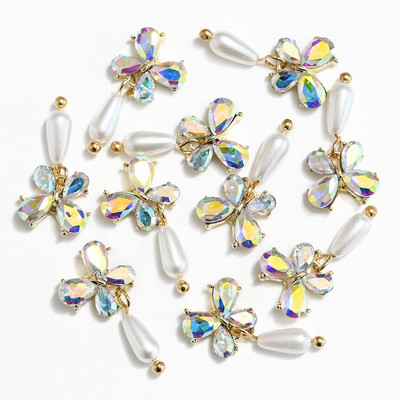 10 gab. Metāla karājas nagu mākslas piekariņi Mēness/Tauriņš/Bowknot Metāla cirkons Luksusa Rhinestone Nagu pīrsings Juvelierizstrādājumu kulonu dimanti