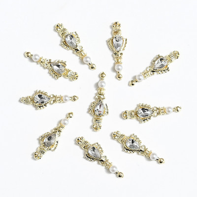 10 gab. Metāla karājas nagu mākslas piekariņi Mēness/Tauriņš/Bowknot Metāla cirkons Luksusa Rhinestone Nagu pīrsings Juvelierizstrādājumu kulonu dimanti