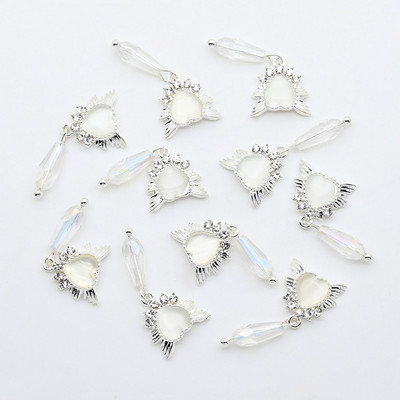 10 gab. Metāla karājas nagu mākslas piekariņi Mēness/Tauriņš/Bowknot Metāla cirkons Luksusa Rhinestone Nagu pīrsings Juvelierizstrādājumu kulonu dimanti