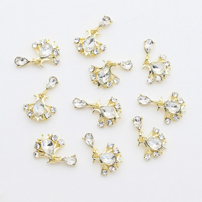 10 gab. Metāla karājas nagu mākslas piekariņi Mēness/Tauriņš/Bowknot Metāla cirkons Luksusa Rhinestone Nagu pīrsings Juvelierizstrādājumu kulonu dimanti