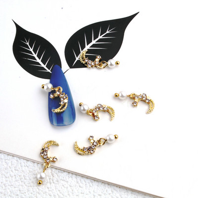 10 gab. Metāla karājas nagu mākslas piekariņi Mēness/Tauriņš/Bowknot Metāla cirkons Luksusa Rhinestone Nagu pīrsings Juvelierizstrādājumu kulonu dimanti