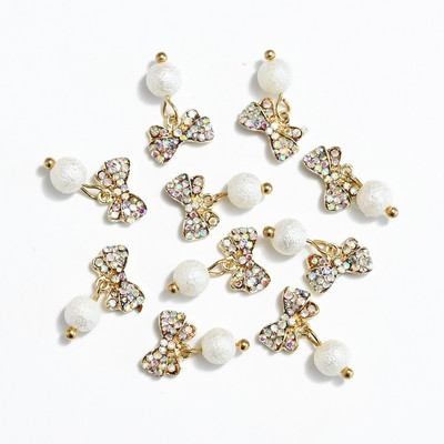 10 gab. Metāla karājas nagu mākslas piekariņi Mēness/Tauriņš/Bowknot Metāla cirkons Luksusa Rhinestone Nagu pīrsings Juvelierizstrādājumu kulonu dimanti