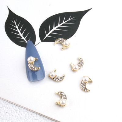 10 gab. Metāla karājas nagu mākslas piekariņi Mēness/Tauriņš/Bowknot Metāla cirkons Luksusa Rhinestone Nagu pīrsings Juvelierizstrādājumu kulonu dimanti