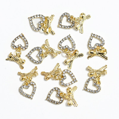 10 gab. Metāla karājas nagu mākslas piekariņi Mēness/Tauriņš/Bowknot Metāla cirkons Luksusa Rhinestone Nagu pīrsings Juvelierizstrādājumu kulonu dimanti