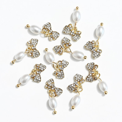 10 gab. Metāla karājas nagu mākslas piekariņi Mēness/Tauriņš/Bowknot Metāla cirkons Luksusa Rhinestone Nagu pīrsings Juvelierizstrādājumu kulonu dimanti