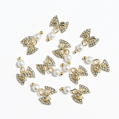 10 gab. Metāla karājas nagu mākslas piekariņi Mēness/Tauriņš/Bowknot Metāla cirkons Luksusa Rhinestone Nagu pīrsings Juvelierizstrādājumu kulonu dimanti