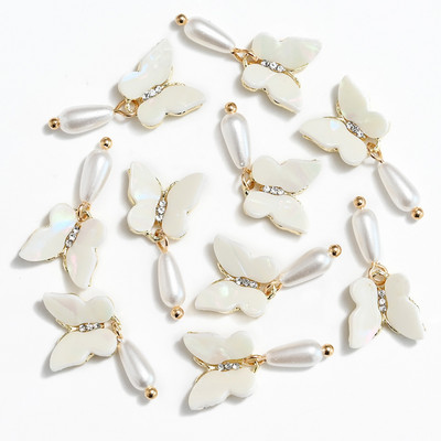 10 gab. Metāla karājas nagu mākslas piekariņi Mēness/Tauriņš/Bowknot Metāla cirkons Luksusa Rhinestone Nagu pīrsings Juvelierizstrādājumu kulonu dimanti